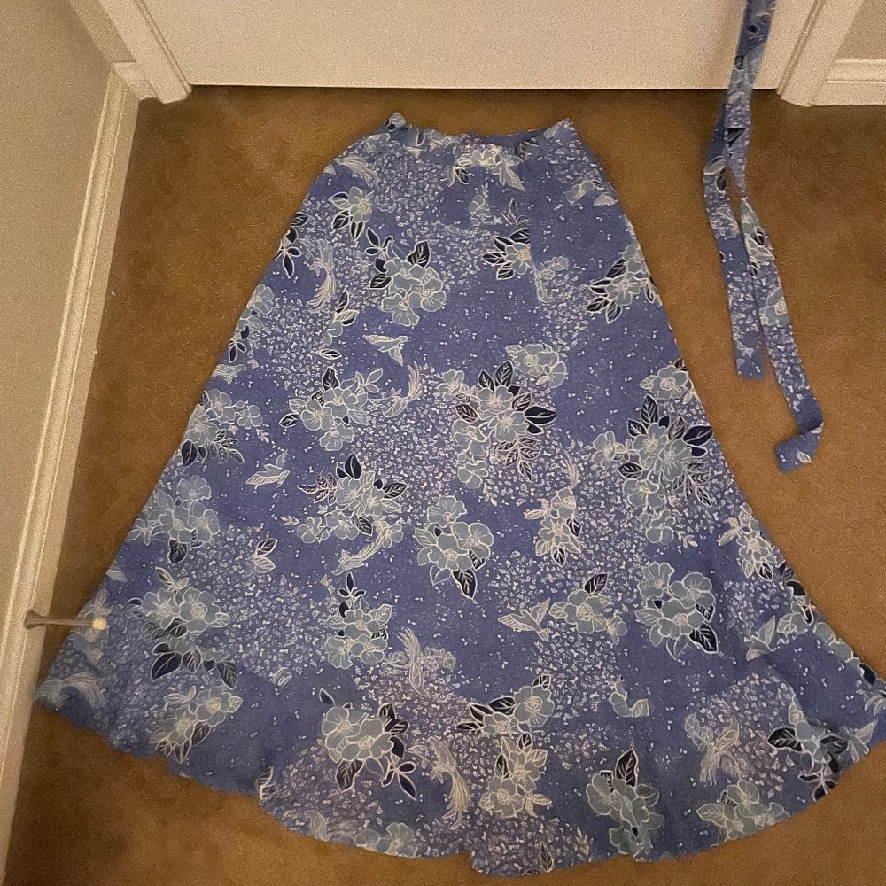 VIEWS PERIWINKLE BLUE FLORAL PRINT TWO-PIECE MAXI DRESS